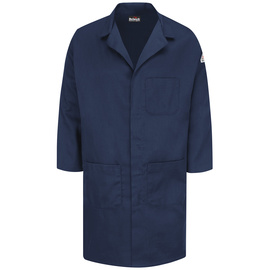 Bulwark® Small Regular Navy Blue Cotton/Nylon Flame Resistant Lab Coat With Snap Front Closure