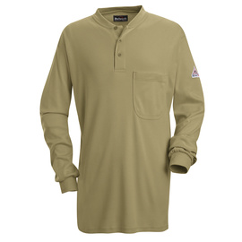 Bulwark® 2X Tall Khaki EXCEL FR® Interlock FR Cotton Flame Resistant Long Sleeve Henley With Button Front Closure
