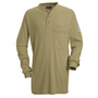 Bulwark® Medium Regular Khaki EXCEL FR® Interlock FR Cotton Flame Resistant Long Sleeve Henley With Button Front Closure