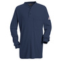 Bulwark® Large Regular Navy Blue EXCEL FR® Interlock FR Cotton Flame Resistant Long Sleeve Henley With Button Front Closure