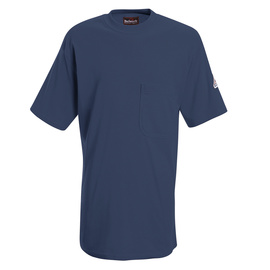 Bulwark® Large Regular Navy Blue EXCEL FR® Interlock FR Cotton Flame Resistant T-Shirt
