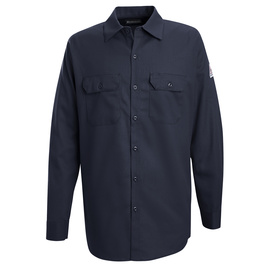 Bulwark® Medium Regular Navy Blue EXCEL FR® Cotton Flame Resistant Work Shirt With Button Front Closure