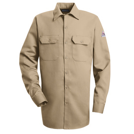 Bulwark® Large Regular Khaki Westex Ultrasoft®/Cotton/Nylon Flame Resistant Work Shirt With Button Front Closure