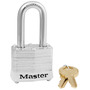 Master Lock® White Laminated Steel 4 Pin Tumbler Padlock Hardened Steel Shackle