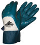 MCR Safety® Large Predalite® Blue Nitrile Full Dip Coated Work Gloves With Blue Interlock Liner And PVC Safety Cuff