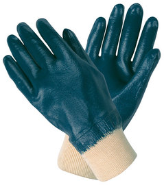 MCR Safety® Size Large MCR Safety® Blue Nitrile Full Dip Coated Work Gloves With Blue Interlock Liner And Knit Wrist