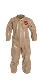 DuPont™ 3X Tan Tychem® 5000, 18 mil Chemical Protective Coveralls With Elastic Wrists And Ankles