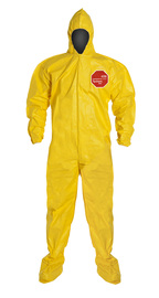 DuPont™ Large Yellow Tychem® 2000 10 mil Chemical Protective Coveralls (With Hood, Elastic Wrists And Attached Socks)