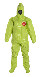 DuPont™ 6X Yellow Tychem® 10000, 28 mil Chemical Protective Coveralls With Respirator Fitting Hood, Elastic Wrists And Attached Socks