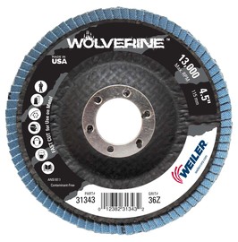 Weiler® Wolverine™ 4 1/2" X 7/8" 36 Grit Type 29 Flap Disc