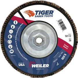 Weiler® Tiger® Ceramic 7" X 5/8" - 11 36 Grit Type 29 Flap Disc