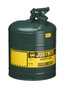 Justrite® 5 Gallon Green Galvanized Steel Safety Can