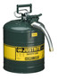 Justrite® 5 Gallon Green AccuFlow™ Galvanized Steel Safety Can