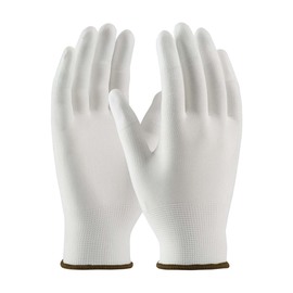 Protective Industrial Products Small CleanTeam® 13 Gauge White Polyurethane Fingertips Coated Work Gloves With White Nylon Liner And Knit Wrist
