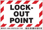 Brady® 3 1/2" X 5" Black/Red/White Permanent Acrylic Polyester Label (5 Per Pack) "LOCK-OUT POINT"