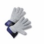 Protective Industrial Products Large Navy Premium Split Leather Palm Gloves With Leather Back And Rubberized Safety Cuff