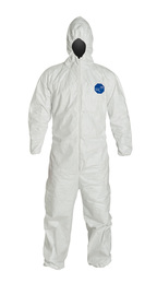DuPont™ 7X White Tyvek® 400 5.9 mil Chemical Protective Coveralls (With Respirator Fitting Hood, Elastic Wrists And Ankles)