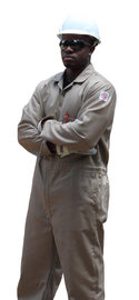 Stanco Safety Products™ 5X Tan Cotton Flame Resistant Coveralls With Concealed 2-Way Brass Zipper Closure
