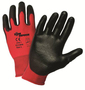 Protective Industrial Products Large G-Tek® 15 Gauge Black Polyurethane Palm And Finger Coated Work Gloves With Red Nylon Liner And Knit Wrist