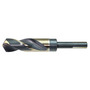 Drillco Series 1000EF 1 1/4" X 6" Black And Gold Oxide HSS S&D Drill Bit With 1/2" X 2 1/4" 3-Flat Reduced Shank And 3" Spiral Flute