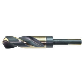 Drillco Nitro Series 1000N 23/32" X 6" Black And Gold Oxide HSS S&D Drill Bit With 1/2" Flat Reduced Shank And 3" Spiral Flute