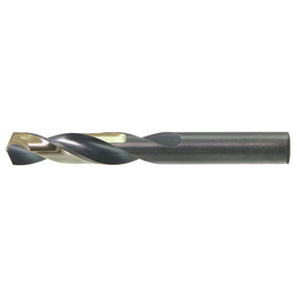 Drillco Nitro Series 300N 1/4" X 2 1/2" Black And Gold Oxide HSS Screw Machine Length Stub Drill Bit With Straight Shank And 1 3/8" Spiral Flute