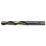 Drillco Nitro Series 350N 9/64" X 2 5/8" Black And Gold Oxide HSS General Purpose Heavy Duty Mechanics Length Drill Bit With 3-Flat Round Shank And 1 9/16" Spiral Flute