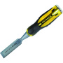Stanley® 1" X 9" Chrome Carbon Alloy Steel FatMax® Chisel With Short Blade, Steel Thru-Tang™ Shaft, Striking Cap And Bi-Material Wood Handle Grip
