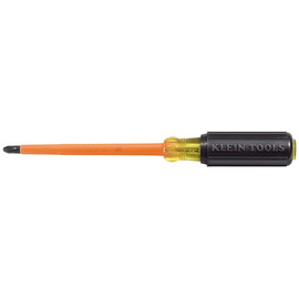 Klein Tools 8 5/16" Silver/Yellow/Black Induction Hardened Steel Screwdriver With High-Dielectric Plastic Handle