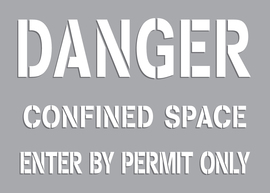 Accuform Signs® 7" X 10" Transparent Plastic Floor Stencil "DANGER CONFINED SPACE ENTER BY PERMIT ONLY"