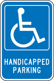 Accuform Signs® 18" X 12" Blue/White Engineer Grade Reflective Aluminum Parking And Traffic Sign "HANDICAPPED PARKING"