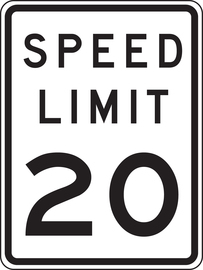 Accuform Signs® 24" X 18" Black/White Engineer Grade Reflective Aluminum Parking And Traffic Sign "SPEED LIMIT 20"