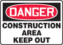 Accuform Signs® 7" X 10" White/Red/Black Plastic Safety Sign "DANGER CONSTRUCTION AREA KEEP OUT"