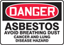 Accuform Signs® 10" X 14" Red/Black/White Plastic Safety Sign "DANGER ASBESTOS AVOID BREATHING DUST CANCER AND LUNG DISEASE HAZARD"