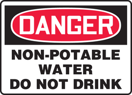 Accuform Signs® 7" X 10" Black/Red/White Adhesive Vinyl Safety Sign "DANGER NON-POTABLE WATER DO NOT DRINK"