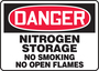 Accuform Signs® 10" X 14" Red/Black/White Aluminum Safety Sign "DANGER NITROGEN STORAGE NO SMOKING NO OPEN FLAMES"