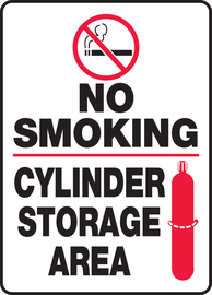 Accuform Signs® 14" X 10" Red/Black/White Plastic Safety Sign "NO SMOKING-CYLINDER STORAGE AREA"