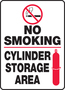 Accuform Signs® 14" X 10" Red/Black/White Plastic Safety Sign "NO SMOKING-CYLINDER STORAGE AREA"