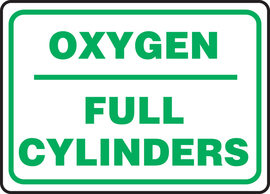 Accuform Signs® 7" X 10" Green/White Plastic Safety Sign "OXYGEN FULL CYLINDERS"