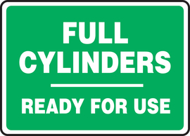 Accuform Signs® 7" X 10" Green/White Plastic Safety Sign "FULL CYLINDERS-READY FOR USE"