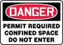 Accuform Signs® 7" X 10" Red/Black/White Adhesive Dura-Vinyl™ Safety Sign "DANGER PERMIT REQUIRED CONFINED SPACE DO NOT ENTER"