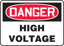 Accuform Signs® 7" X 10" Black/Red/White Aluminum Safety Sign "DANGER HIGH VOLTAGE"