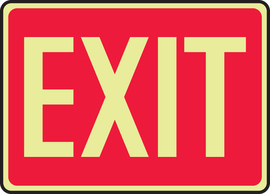 Accuform Signs® 10" X 14" White/Red Glow-in-The-Dark Vinyl Safety Sign "EXIT"
