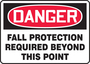Accuform Signs® 7" X 10" White/Red/Black Plastic Safety Sign "DANGER FALL PROTECTION REQUIRED BEYOND THIS POINT"