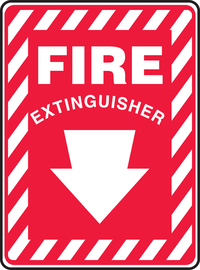 Accuform Signs® 10" X 7" Red/White Adhesive Vinyl Safety Sign "FIRE EXTINGUISHER"