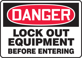 Accuform Signs® 7" X 10" Red/Black/White Aluminum Safety Sign "DANGER LOCKOUT EQUIPMENT BEFORE ENTERING"
