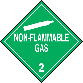 Accuform Signs® 10 3/4" X 10 3/4" Green/White Adhesive Vinyl DOT Placard "NON-FLAMMABLE GAS HAZARD CLASS 2 (With Graphic)"