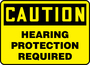 Accuform Signs® 10" X 14" Yellow/Black Aluminum Safety Sign "CAUTION HEARING PROTECTION REQUIRED"