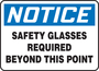 Accuform Signs® 10" X 14" Black/Blue/White Plastic Safety Sign "NOTICE SAFETY GLASSES REQUIRED BEYOND THIS POINT"