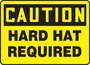 Accuform Signs® 10" X 14" Black/Yellow Adhesive Vinyl Safety Sign "CAUTION HARD HAT REQUIRED"